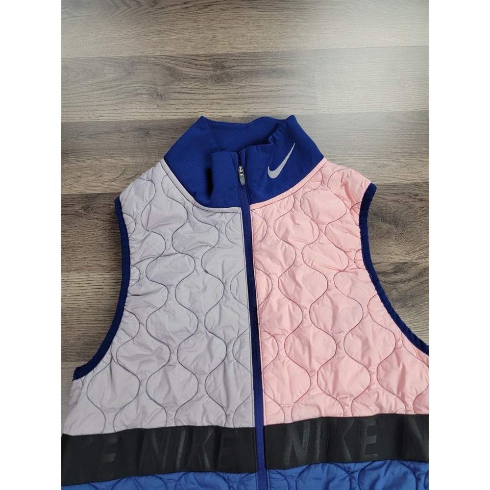 Nike Running Vest Small Color Block Mock Neck Full Zip Aero Layer Quilted Womens - Picture 3 of 9